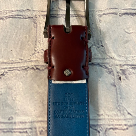 COATED LEATHER WITH MANMADE BLUE LINING CEF FITS 38 PANTS GUNMETAL BUCKLE BELT - Picture 5 of 6